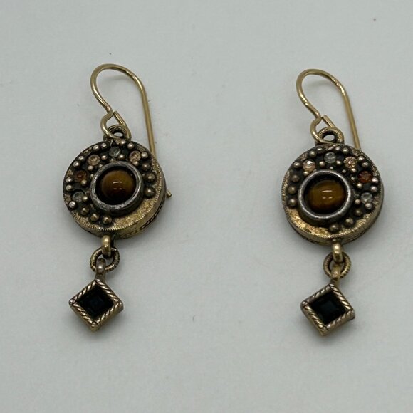 Patricia Locke Dangle Earrings With Antique Brass-Tone Finish Pierced - Picture 3 of 16
